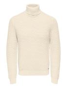 Onskay Reg Roll Neck Knit ONLY & SONS Cream