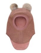 Balaclava Wool Alpaca Pompoms Huttelihut Pink