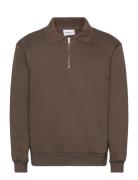 Sweat Polo With Zip L/S Lindbergh Brown