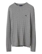 Cotton Cable Knitted Sweater Lexington Clothing Grey