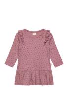 Dress L/S Frill Modal Heart Petit Piao Pink
