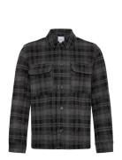 Wool Touch Check Overshirt Lindbergh Grey