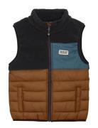 Fleece Waistcoat W. Quilt Color Kids Black