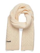Embroidred Cable Knit Muffler Coach Accessories Cream