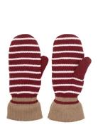 Thin Striped Emerald Mittens Becksöndergaard Red
