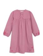 Dress Ls Y/D W. Lining Minymo Pink