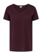 Carbonnie Life S/S V A-Shape Tee Noos ONLY Carmakoma Burgundy