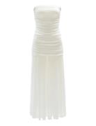 Solana Mesh Maxi Dress Bardot White