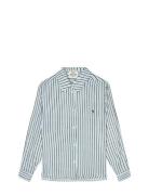 Delicate Twill Crane Shirt Aop Mads Nørgaard Blue