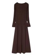 Smock Detail Maxi Dress Lexington Clothing Brown