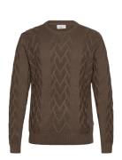 Cable O-Neck Knit Lindbergh Brown