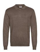 Ecovero L/S Zip Polo Lindbergh Brown