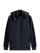 Mix Media Hooded Zip Through Tommy Hilfiger Navy