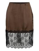 Nminferno Mw Short Satin Lace Skirt NOISY MAY Brown
