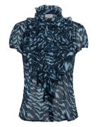 Liljasz Crinkle Ss Shirt Saint Tropez Blue