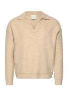 Ls Brushed Alpaca Johnny Collar Calvin Klein Beige