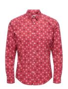 Onself Xmas Aop Slim Poplin Ls Shirt ONLY & SONS Red