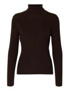 Slfthea Ls Merino Wool Knit Roll Neck Selected Brown