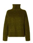 Slfmira Mohair Ls Knit High-Neck Selected Green