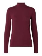 Slfmanja Ls High Neck Noos Selected Burgundy