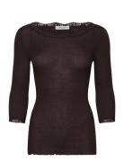 Rwbeatrice 3/4 S Boatneck T-Shirt Rosemunde Black