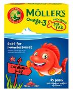 Møllers Tran Omega-3 Gelé-Fisk Jordbær   45 stk.
