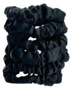 Yuaia 6-pak Soft Satin Scrunchies Small Black   6 stk.