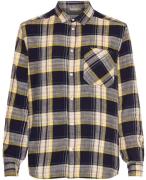 Knowledge Cotton Apparel Men's Loose Checked Shirt Blue Stripe