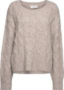 Rosemunde Cable Knit Oneck Kvinde Light Brown Melange Sweaters Str S/M...