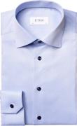 ETON Blue Twill Shirt With Navy Details Slim Fit Mand Lyseblå Langærme...