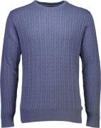 Lindbergh Oneck Cable Knit Mand Blå Sweaters Str L - Bomuld hos Magasi...