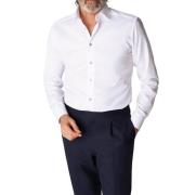 ETON White Twill Shirt Blue Details Slim Fit Mand Hvid Langærmede Skjo...