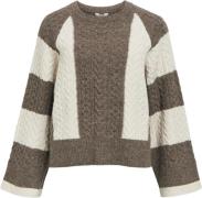 Object Objrosa Knit L/S RE Pullover 134 Kvinde Morel/white Sand Toppe ...