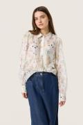 Soaked in Luxury Slvenya Paris Shirt LS Kvinde White Botanical Print L...