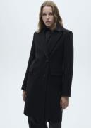 MANGO Doublebreasted Wool Coat Kvinde Black Overgangsjakker Str L - ho...