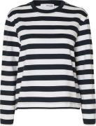 Selected Femme Slfessential LS Striped Boxy TEE NO Kvinde Dark Sapphir...