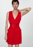 MANGO Dress With Pockets and Belt Kvinde Red Korte Kjoler Str L - hos ...