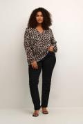 Kaffe Curve Kcmirta Tilly Blouse Kvinde Leopard Print Langærmede Bluse...