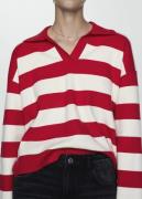 MANGO Striped Poloneck Sweater Kvinde Red Sweaters Plus Size Str XXL -...