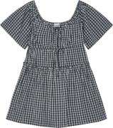 Ganni Seersucker Check Mini Layer Dress Kvinde Egret Korte Kjoler Str ...