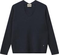 Mos Mosh Mmthora Vneck Knit Kvinde Salute Navy Sweaters Str L - hos Ma...