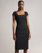 Ted Baker Fleuurr Square Neck Midi Dress With Kvinde Black Midi Kjoler...