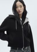 MANGO Hooded Combination Jacket Kvinde Black Overgangsjakker Str S - h...