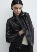 MANGO Fauxleather Biker Jacket Kvinde Black Overgangsjakker Str XS - L...