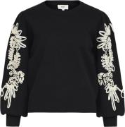 Object Objjoana L/S Knit Pullover REP Kvinde Black/sandshell Tape Topp...