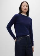 MANGO 100% Wool Sweater Kvinde Navy Sweaters Str L - Uld hos Magasin