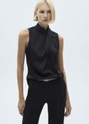 MANGO Blouse. - Drapysin Kvinde Black Toppe Slim Fit Str XL - hos Maga...