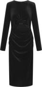 HUNKØN Saga Velour Dress Kvinde Black Midi Kjoler Str L Velour - hos M...