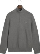 Gant Cotton Textured Half ZIP Mand Dark Grey Melange Sweaters Str L - ...