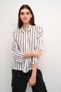 Kaffe Kabeathe Blouse Kvinde Chalk/black Stripe Langærmede Bluser Str ...